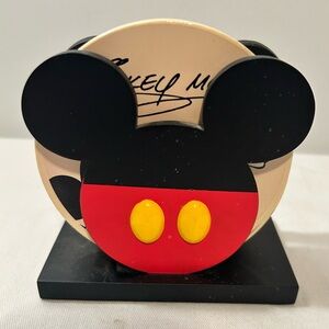 Set of Disney Parks Fab 4 ceramic drink coasters and holder.